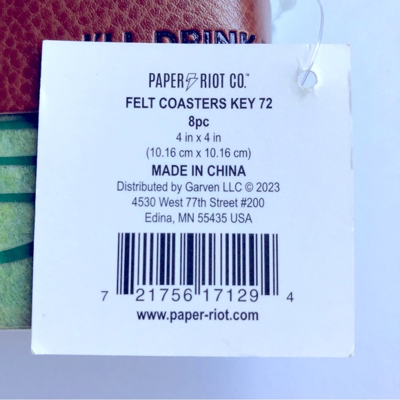 2/$20 NEW Felt Coasters 8 Pack 4” x 4” Green - Picture 3 of 16